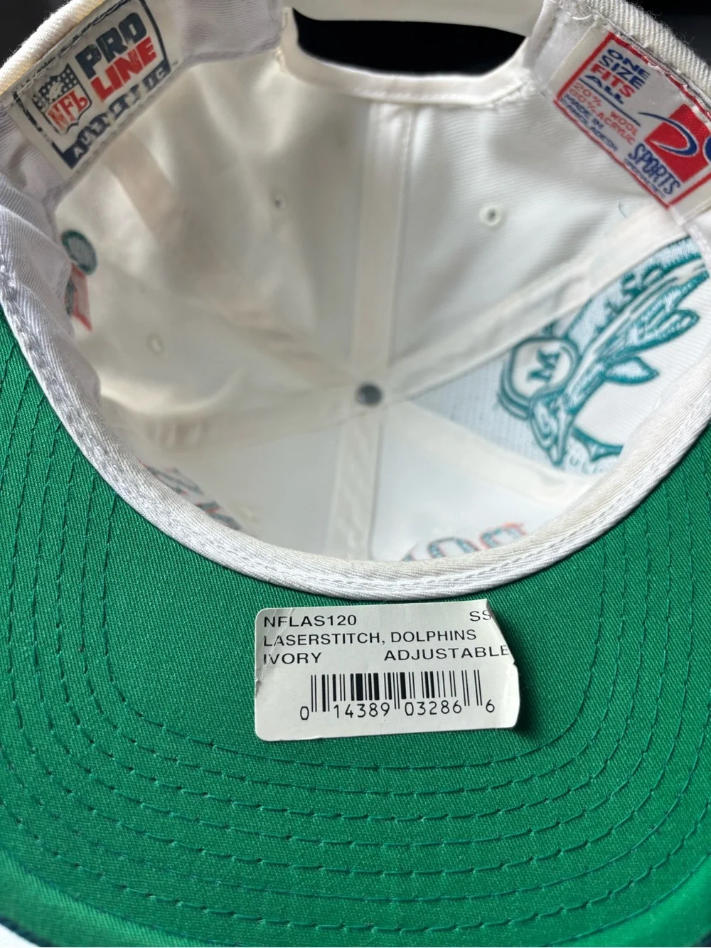 Vintage Miami Dolphins Hat Shadow Laser One Size White NFL Sports Specialties